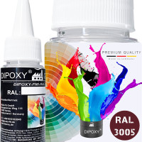 Dipoxy-PMI-RAL 3005 WEINROT Extrem hoch konzentrierte Basis Pigment Farbpaste Farbmittel f&uuml;r Epoxidharz, Polyesterharz, Polyurethan Systeme, Beton, Lacke, Fl&uuml;ssigfarbe Kunstharz Schmuck