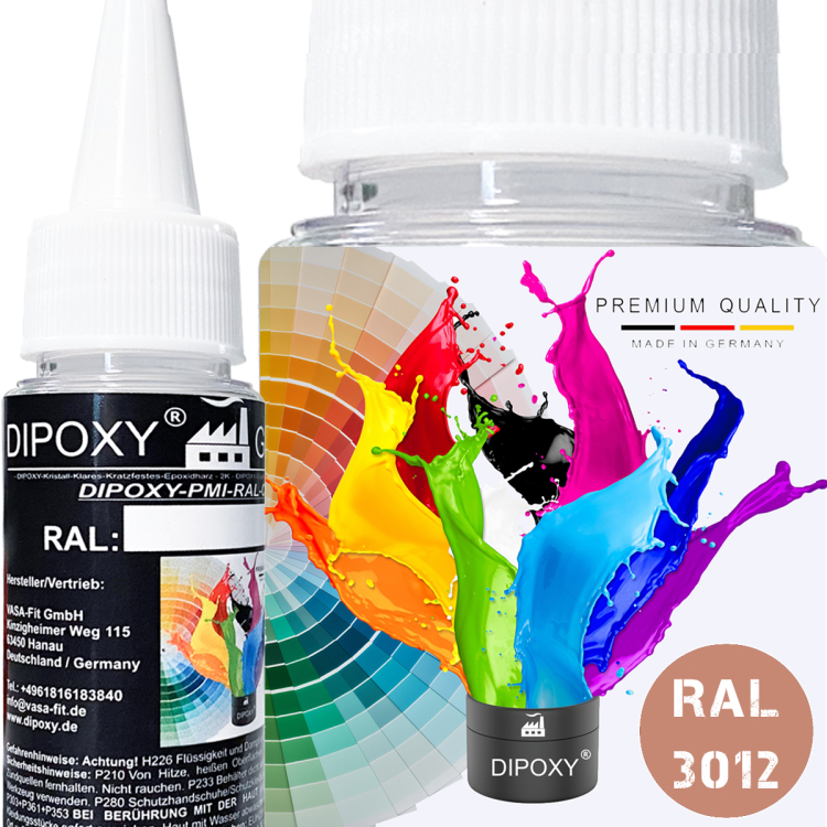 Dipoxy-PMI-RAL 3012 BEIGEROT Extrem hoch konzentrierte Basis Pigment Farbpaste Farbmittel f&uuml;r Epoxidharz, Polyesterharz, Polyurethan Systeme, Beton, Lacke, Fl&uuml;ssigfarbe Kunstharz Schmuck
