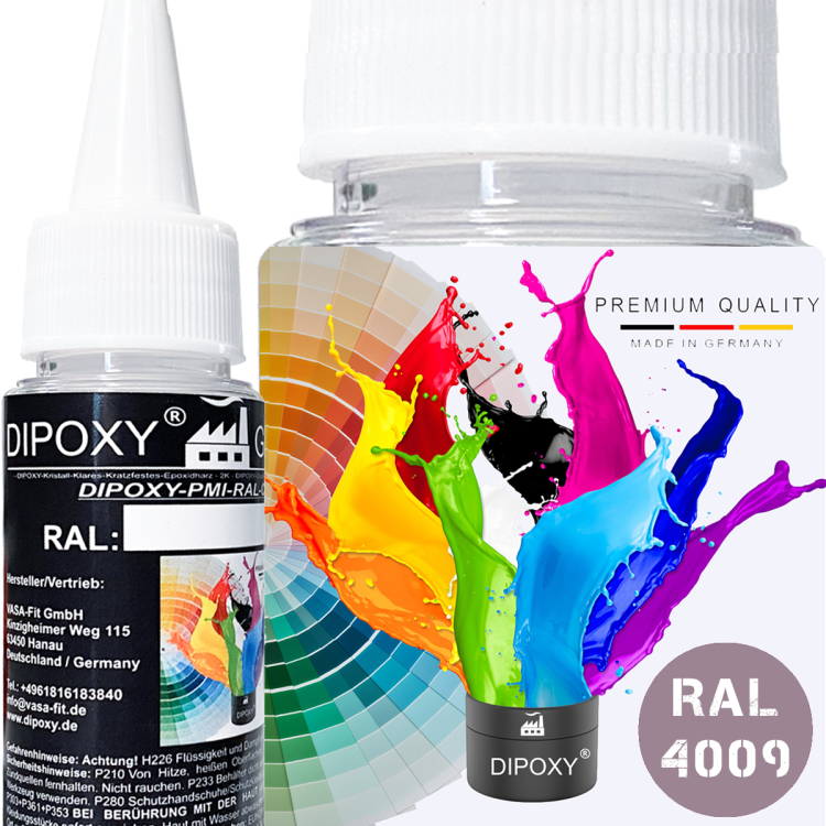 Dipoxy-PMI-RAL 4009 PASTELLVIOLETT Extrem hoch konzentrierte Basis Pigment Farbpaste Farbmittel f&uuml;r Epoxidharz, Polyesterharz, Polyurethan Systeme, Beton, Lacke, Fl&uuml;ssigfarbe Kunstharz Schmuck