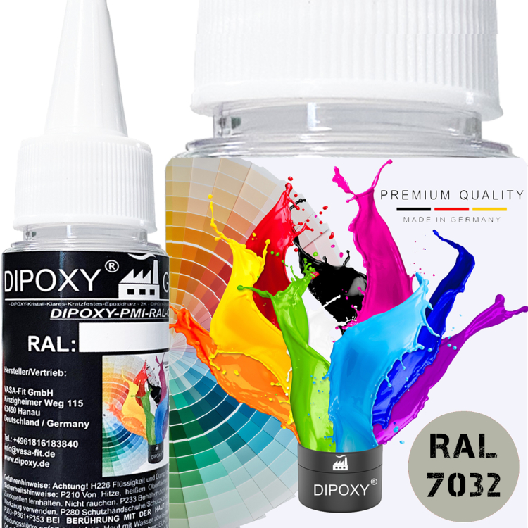 Dipoxy-PMI-RAL 7032 PEBBLE GRAY Extremely highly concentrated base pigment color paste colorant for epoxy resin, polyester resin, polyurethane systems, concrete, paints, liquid paint synthetic resin jewelry