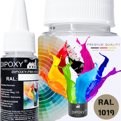 Dipoxy-PMI-RAL 1019 GRAY BEIGE Extremely highly concentrated base pigment color paste colorant for epoxy resin, polyester resin, polyurethane systems, concrete, paints, liquid paint synthetic resin jewelry