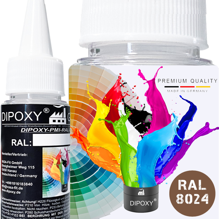 Dipoxy-PMI-RAL 8024 BEIGE BRWON Extremely highly concentrated base pigment color paste colorant for epoxy resin, polyester resin, polyurethane systems, concrete, paints, liquid paint synthetic resin jewelry