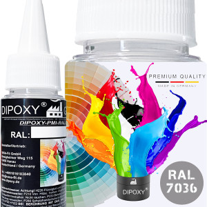Dipoxy-PMI-RAL 7036 PLATINGRAU Extrem hoch konzentrierte Basis Pigment Farbpaste Farbmittel f&uuml;r Epoxidharz, Polyesterharz, Polyurethan Systeme, Beton, Lacke, Fl&uuml;ssigfarbe Kunstharz Schmuck