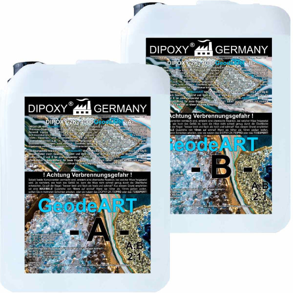 2,25kg de résine époxy + durcisseur DIOPXY-2K-4000 GeodeART 2K EP de qualité professionnelle, transparente, peu odorante, résine coulée époxy ondulée, barre UV