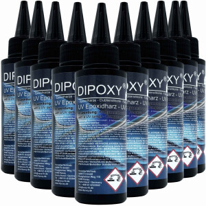 UV-Epoxidharz resin schnellhärtendes epoxy (30-90sek. mit UV Lampe) transparent kristallklar DIY in Profi Qualität 10x 100ml
