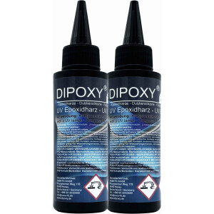 UV-Epoxidharz resin schnellhärtendes epoxy (30-90sek. mit UV Lampe) transparent kristallklar DIY in Profi Qualität 2x 100ml