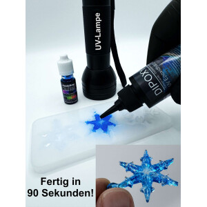 UV-Epoxidharz resin schnellhärtendes epoxy (30-90sek. mit UV Lampe) transparent kristallklar DIY in Profi Qualität 5x 100ml