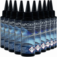 UV-Epoxidharz resin schnellhärtendes epoxy (30-90sek. mit UV Lampe) transparent kristallklar DIY in Profi Qualität 5x100ml (500ml)