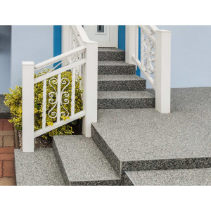 Steinteppich Epoxidharz Set Innen & Außen (ca. 28kg / 2-2,5m²) | 16 Farben | 25kg 2-4mm Marmorkies + 3L, 2K Epoxidharz Bindemittel | Für Balkon, Terrasse, Treppen, Garage (Bianco Rosso)