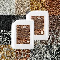 Steinteppich Epoxidharz Set Innen & Außen (ca. 224kg / 16-20m²) | Bianco Grigio | 200kg 2-4mm Marmorkies + 24L, 2K Epoxidharz Bindemittel | Für Balkon, Terrasse, Treppen, Garage