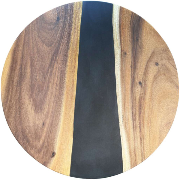 Epoxidharz Tischplatte River Table Rund Schwarz Walnuss Massivholz ø600x22mm