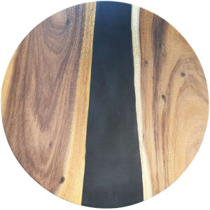 Epoxidharz Tischplatte River Table Rund Schwarz Walnuss...