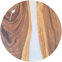 Epoxidharz Tischplatte River Table Rund Weiß Walnuss Massivholz ø600x22mm