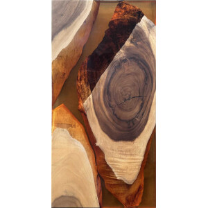 Epoxidharz Tischplatte River Table Rot Walnuss Massivholz 1200-600-35mm