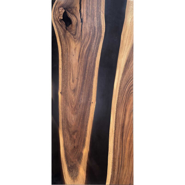 Epoxidharz Tischplatte River Table Schwarz Walnuss Massivholz 1400-630-37mm