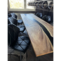Epoxidharz Tischplatte River Table Grün Walnuss Massivh