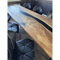 Epoxidharz Tischplatte River Table Weiß Akazie Massivh