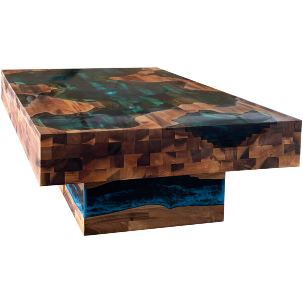 Epoxidharz Tisch River Table Komplett Set Walnuss Massivholz 1396-795-400mm