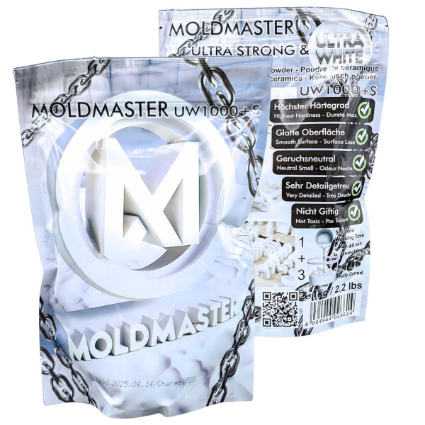 MoldMaster-S Gießpulver weiß Reliefgießpulver 1kg für Detailgetreue Reliefs, Kunst- und Bastelprojekte, Schnelltrocknend, Ungiftig, höhere Stabilität