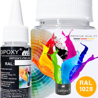 Dipoxy-PMI-RAL 1028 MELONENGELB Extrem hoch konzentrierte Basis Pigment Farbpaste Farbmittel f&uuml;r Epoxidharz, Polyesterharz, Polyurethan Systeme, Beton, Lacke, Fl&uuml;ssigfarbe Kunstharz Schmuck