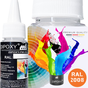 Dipoxy-PMI-RAL 2008 HELLROTORANGE Extrem hoch konzentrierte Basis Pigment Farbpaste Farbmittel f&uuml;r Epoxidharz, Polyesterharz, Polyurethan Systeme, Beton, Lacke, Fl&uuml;ssigfarbe Kunstharz Schmuck