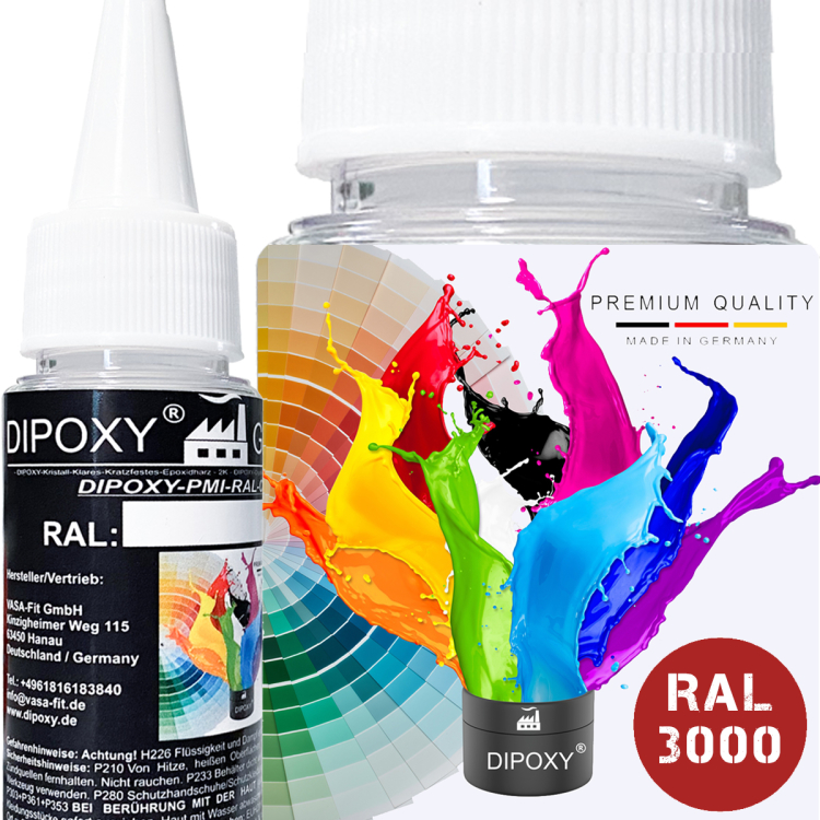Dipoxy-PMI-RAL 3000- Pasta colorante a base estremamente concentrata, , per resina epossidica, resina di poliestere, sistemi di poliuretano, calcestruzzo, vernici, vernice liquida, resina&hellip;