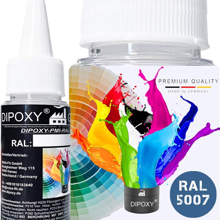 Dipoxy-PMI-RAL 5007 Extremely Highly Concentrated Base Pigment Colour Paste for Epoxy Resin, Polyester Resin, Polyurethane Systems, Concrete, Varnishes, Liquid Paint Resin Jewellery