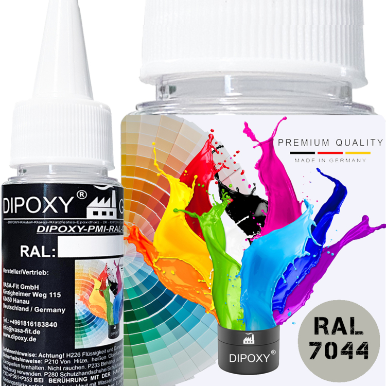 Dipoxy-PMI-RAL 7044 SEIDENGRAU Extrem hoch konzentrierte Basis Pigment Farbpaste Farbmittel f&uuml;r Epoxidharz, Polyesterharz, Polyurethan Systeme, Beton, Lacke, Fl&uuml;ssigfarbe Kunstharz Schmuck