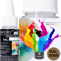 Dipoxy-PMI-RAL 8000 gris&aacute;ceo extremadamente alta concentrada, pasta de color para resina epoxi, resina de poli&eacute;ster, sistemas de poliuretano, hormig&oacute;n, barnices, pintura l&iacute;quida para joyas
