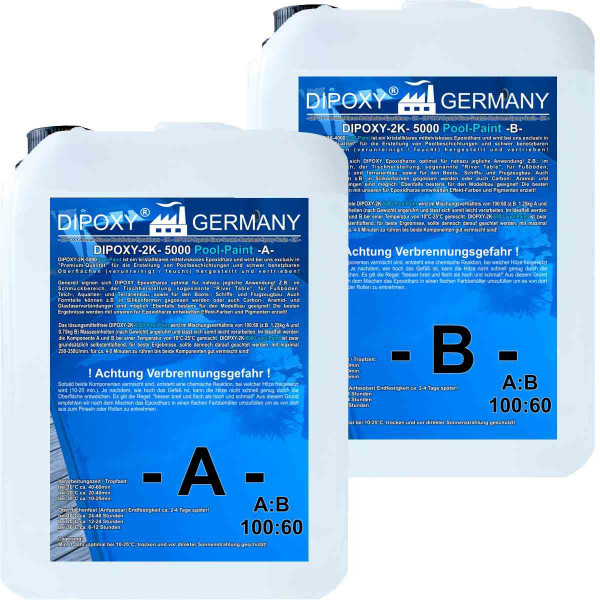 Dipoxy-2K-5000Pool Paint 4,2kg (A 2,5kg+ B 1,5kg) +0,2kg Himmelblau 5015