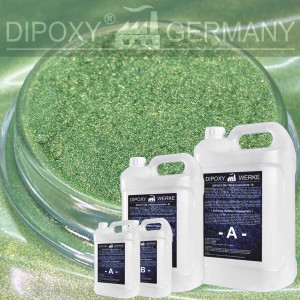 Epoxidharz + Effekt-Pigment-Gr&uuml;n 07 Gie&szlig;harz Epoxy Tisch Boden