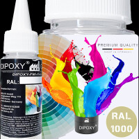 25g Dipoxy-PMI-RAL 1000 GRUENBEIGE Extrem hoch konzentrierte Basis Pigment Farbpaste Farbmittel für Epoxidharz, Polyesterharz, Polyurethan Systeme, Beton, Lacke, Flüssigfarbe Kunstharz Schmuck