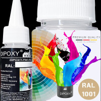 Dipoxy-PMI-RAL 1001 BEIGE Extrem hoch konzentrierte Basis Pigment Farbpaste Farbmittel für Epoxidharz, Polyesterharz, Polyurethan Systeme, Beton, Lacke, Flüssigfarbe Kunstharz Schmuck