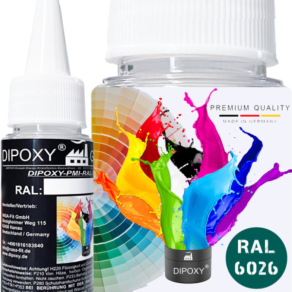 Dipoxy-PMI-RAL 6026 OPALGRUEN Extrem hoch konzentrierte Basis Pigment Farbpaste Farbmittel f&uuml;r Epoxidharz, Polyesterharz, Polyurethan Systeme, Beton, Lacke, Fl&uuml;ssigfarbe Kunstharz Schmuck