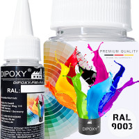 Dipoxy-PMI-RAL 9003 SIGNALWEISS Extrem hoch konzentrierte Basis Pigment Farbpaste Farbmittel für Epoxidharz, Polyesterharz, Polyurethan Systeme, Beton, Lacke, Flüssigfarbe Kunstharz Schmuck