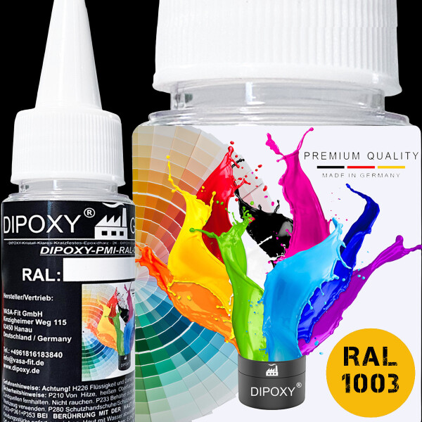 Dipoxy-PMI-RAL 1003 SIGNALGELB Extrem hoch konzentrierte Basis Pigment Farbpaste Farbmittel für Epoxidharz, Polyesterharz, Polyurethan Systeme, Beton, Lacke, Flüssigfarbe Kunstharz Schmuck