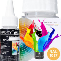 Dipoxy-PMI-RAL 1017 SAFRANGELB Extrem hoch konzentrierte Basis Pigment Farbpaste Farbmittel für Epoxidharz, Polyesterharz, Polyurethan Systeme, Beton, Lacke, Flüssigfarbe Kunstharz Schmuck