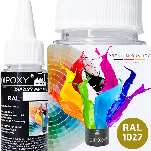 Dipoxy-PMI-RAL 1027 CURRYGELB Extrem hoch konzentrierte Basis Pigment Farbpaste Farbmittel f&uuml;r Epoxidharz, Polyesterharz, Polyurethan Systeme, Beton, Lacke, Fl&uuml;ssigfarbe Kunstharz Schmuck