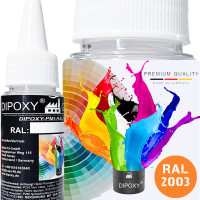 Dipoxy-PMI-RAL 2003 PASTELLORANGE Extrem hoch konzentrierte Basis Pigment Farbpaste Farbmittel für Epoxidharz, Polyesterharz, Polyurethan Systeme, Beton, Lacke, Flüssigfarbe Kunstharz Schmuck