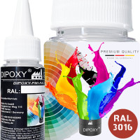 Dipoxy-PMI-RAL 3016 KORALLENROT Extrem hoch konzentrierte Basis Pigment Farbpaste Farbmittel für Epoxidharz, Polyesterharz, Polyurethan Systeme, Beton, Lacke, Flüssigfarbe Kunstharz Schmuck