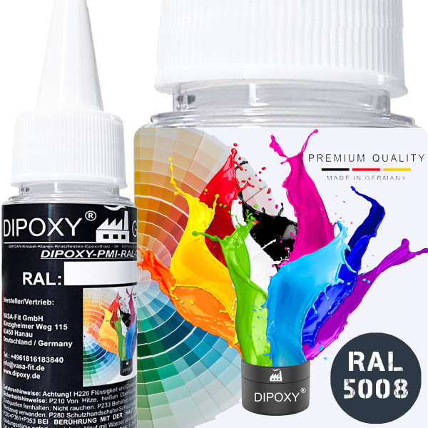 Dipoxy-PMI-RAL 5008 GRAUBLAU Extrem hoch konzentrierte Basis Pigment Farbpaste Farbmittel für Epoxidharz, Polyesterharz, Polyurethan Systeme, Beton, Lacke, Flüssigfarbe Kunstharz Schmuck