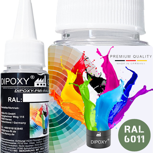 Dipoxy-PMI-RAL 6011 RESEDAGR&Uuml;N Extrem hoch konzentrierte Basis Pigment Farbpaste Farbmittel f&uuml;r Epoxidharz, Polyesterharz, Polyurethan Systeme, Beton, Lacke, Fl&uuml;ssigfarbe Kunstharz Schmuck