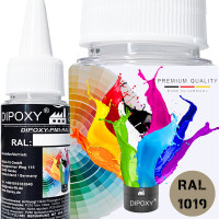 150g Dipoxy-PMI-RAL 1019 GRAUBEIGE Extrem hoch konzentrierte Basis Pigment Farbpaste Farbmittel für Epoxidharz, Polyesterharz, Polyurethan Systeme, Beton, Lacke, Flüssigfarbe Kunstharz Schmuck