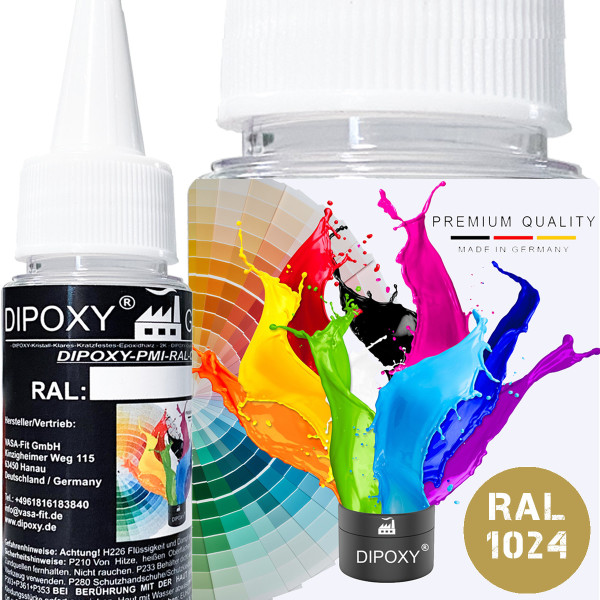 25g Dipoxy-PMI-RAL 1024 OCKERGELB Extrem hoch konzentrierte Basis Pigment Farbpaste Farbmittel für Epoxidharz, Polyesterharz, Polyurethan Systeme, Beton, Lacke, Flüssigfarbe Kunstharz Schmuck